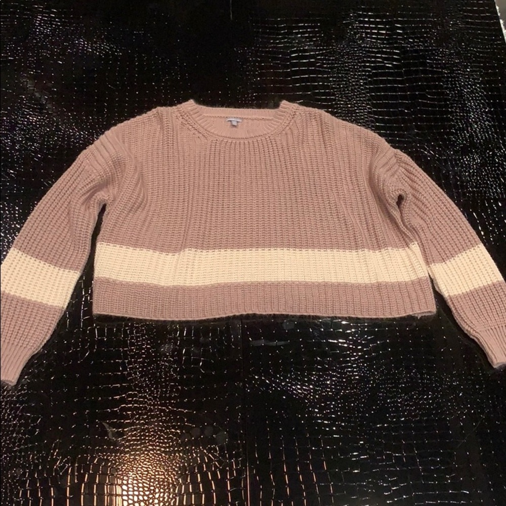 crop sweater(dusty purple with cream stripe)